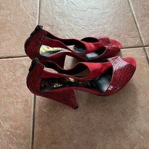 Dorothy Perkins Burgundy Snakeskin Heels